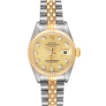 Rolex Datejust Steel Yellow Gold Champagne Diamond Dial Ladies Watch 69173
