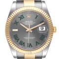 Rolex Datejust 41 Steel Yellow Gold Wimbledon Dial Mens Watch 126333 Box Card