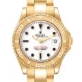 Rolex Yachtmaster Midsize Yellow Gold White Dial Mens Watch 68628