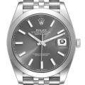 Rolex Datejust 41 Slate Dial Smooth Bezel Steel Mens Watch 126300 Unworn