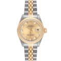 Rolex Datejust Steel Yellow Gold Champagne Diamond Dial Ladies Watch 69173