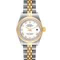 Rolex Datejust Steel Yellow Gold White Roman Dial Ladies Watch 69173