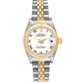 Rolex Datejust Steel Yellow Gold White Roman Dial Ladies Watch 69173