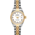 Rolex Datejust Steel Yellow Gold White Roman Dial Ladies Watch 69173
