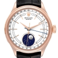 Rolex Cellini Moonphase White Dial Rose Gold Mens Watch 50535