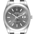 Rolex Datejust 41 Grey Dial Domed Bezel Steel Mens Watch 126300 Box Card