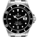 Rolex Submariner Date Black Dial Steel Mens Watch 16610 Box Papers