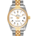 Rolex Datejust Midsize 31 Steel Yellow Gold White Dial Ladies Watch 68273 Box Papers