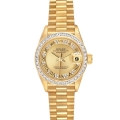 Rolex Datejust President Yellow Gold Diamond Bezel Myriad Dial Ladies Watch 69128