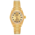 Rolex President Datejust Yellow Gold Diamonds Sapphire Watch 69178