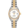 Rolex Datejust Steel Yellow Gold White Roman Dial Ladies Watch 69173 Papers