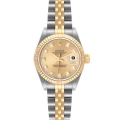 Rolex Datejust Steel Yellow Gold Champagne Diamond Dial Ladies Watch 69173