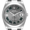 Rolex Datejust 41 Grey Green Wimbledon Dial Steel Mens Watch 126300 Box Card