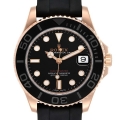 Rolex Yachtmaster 37 Rose Gold Rubber Strap Mens Watch 268655 Box Card