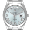 Rolex President Day-Date 41 Blue Diamond Dial Platinum Mens Watch 218206 Box Card Rolex President Day-Date 41 Blue Diamond Dial Platinum Mens Watch 218206 Box Card