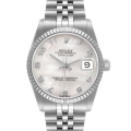 Rolex Datejust Midsize Steel White Gold Mother of Pearl Dial Ladies Watch 68274