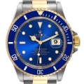 Rolex Submariner Blue Dial Steel Yellow Gold Mens Watch 16613 Box Papers