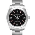 Rolex Midsize Black Dial Pink Hour Markers Ladies Watch 177200 Box Card