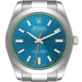 Rolex Milgauss Blue Dial Green Crystal Steel Mens Watch 116400GV Unworn
