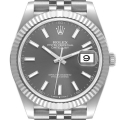 Rolex Datejust 41 Steel White Gold Slate Dial Mens Watch 126334 Unworn