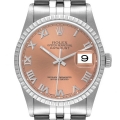 Rolex Datejust 36 Salmon Roman Dial Steel Mens Watch 16220