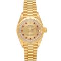 Rolex Datejust President Yellow Gold Diamond Ruby Ladies Watch 69178