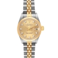 Rolex Datejust Steel Yellow Gold Champagne Diamond Dial Ladies Watch 69173