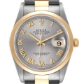 Rolex Datejust 36MM Steel Yellow Gold Slate Dial Mens Watch 16203