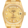Rolex President Day-Date 36mm Yellow Gold Diamond Mens Watch 18238