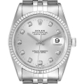 Rolex Datejust Steel White Gold Silver Diamond Dial Mens Watch 16234 Rolex Datejust Steel White Gold Silver Diamond Dial Mens Watch 16234