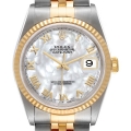 Rolex Datejust Steel Yellow Gold Mother of Pearl Dial Mens Watch 16233