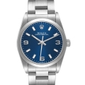 Rolex Oyster Perpetual Midsize 31mm Blue Dial Steel Ladies Watch 77080 Box Paper