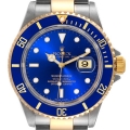 Rolex Submariner Blue Dial Steel Yellow Gold Mens Watch 16613 Box Papers