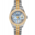 Rolex President Tridor White Yellow Rose Gold Mother Of Pearl Diamond Ladies Watch 69149 Rolex President Tridor White Yellow Rose Gold Mother Of Pearl Diamond Ladies Watch 69149