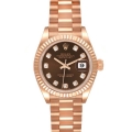 Rolex President 28 Rose Gold Chocolate Diamond Dial Ladies Watch 279175