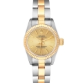 Rolex Oyster Perpetual Fluted Bezel Steel Yellow Gold Ladies Watch 67193 Papers