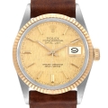 Rolex Datejust Steel Yellow Gold Vintage Linen Dial Mens Watch 16013