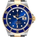Rolex Submariner Blue Dial Steel Yellow Gold Mens Watch 16613