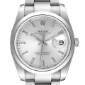 Rolex Date 34 Silver Baton Dial Stainless Steel Mens Watch 115200