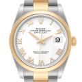 Rolex Datejust Steel Yellow Gold White Dial Mens Watch 126203 Box Card