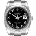 Rolex Datejust Steel White Gold Black Dial Oyster Bracelet Mens Watch 116234