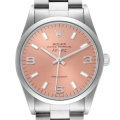Rolex Air King 34mm Salmon Dial Domed Bezel Steel Mens Watch 14000 Box Papers