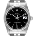Rolex Datejust 36 Steel White Gold Black Dial Mens Watch 16234
