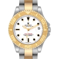 Rolex Yachtmaster 35 Midsize Steel Yellow Gold White Dial Mens Watch 68623