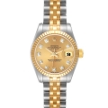 Rolex Datejust 26mm Steel Yellow Gold Diamond Dial Ladies Watch 179173 Box Card