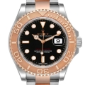 Rolex Yachtmaster Rose Gold Steel Black Dial Mens Watch 116621 Box Card