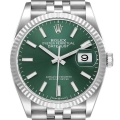 Rolex Datejust Steel White Gold Mint Green Dial Mens Watch 126234 Unworn
