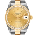 Rolex Date Baton Dial Oyster Bracelet Steel Yellow Gold Mens Watch 15223