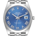 Rolex Datejust 41 Blue Roman Dial Steel Mens Watch 126300 Unworn