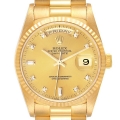 Rolex President Day-Date 36mm Yellow Gold Diamond Mens Watch 18238